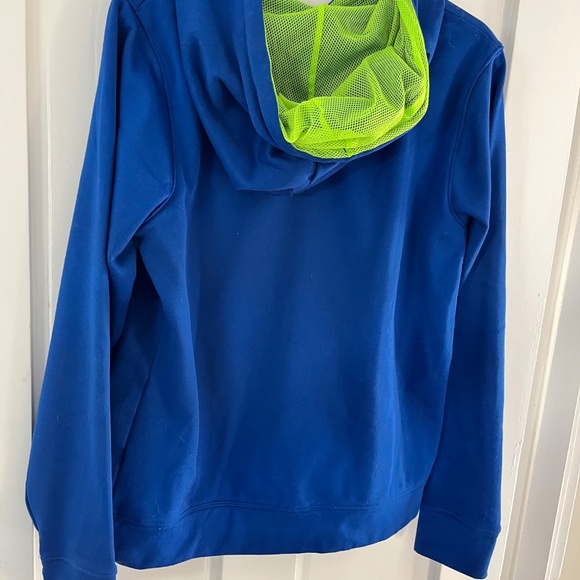 Under Armour Sweatshirt Hoodie Blue & Florescent Yellow - Picture 6 of 7
